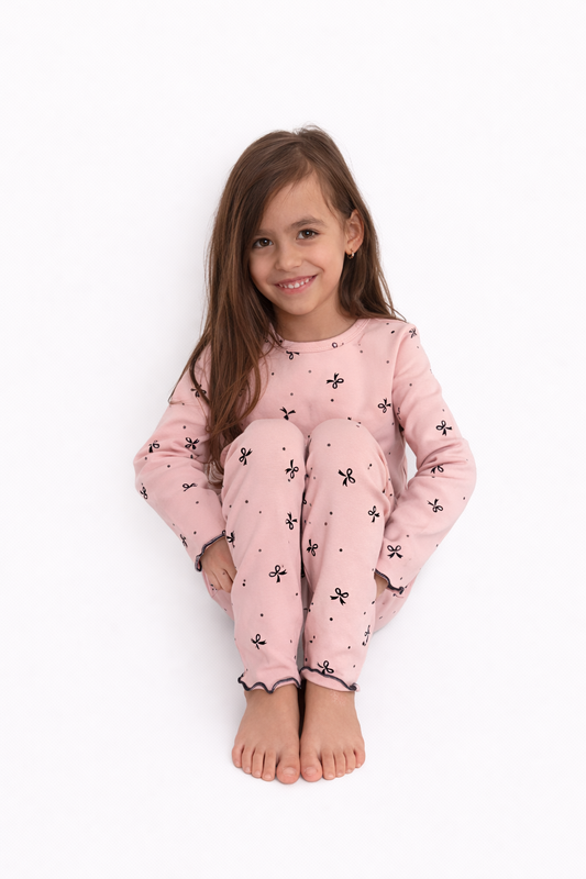 PINK/BOWS- Pajama Set